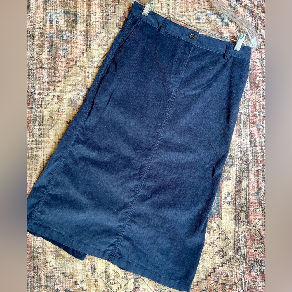 Aritzia Sunday Best Navy Blue Corduroy Midi Skirt